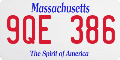 MA license plate 9QE386