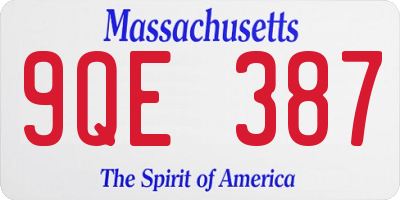 MA license plate 9QE387