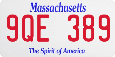 MA license plate 9QE389