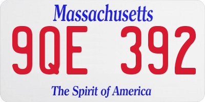 MA license plate 9QE392
