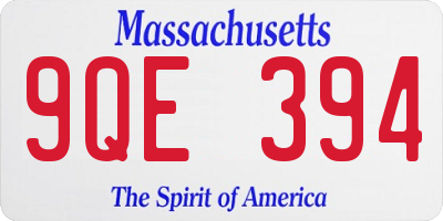 MA license plate 9QE394