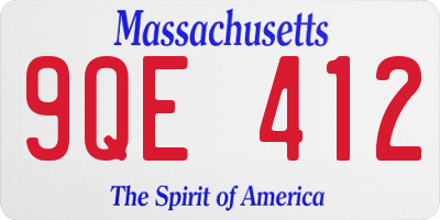 MA license plate 9QE412