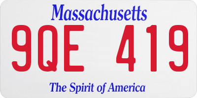 MA license plate 9QE419
