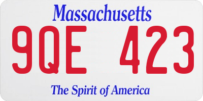 MA license plate 9QE423