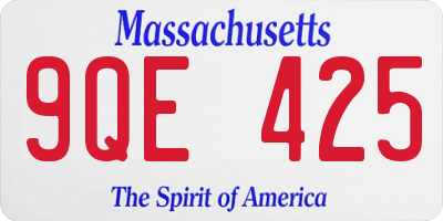 MA license plate 9QE425