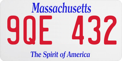 MA license plate 9QE432