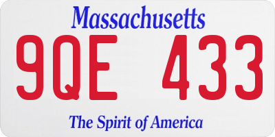 MA license plate 9QE433
