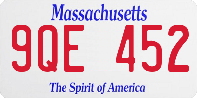 MA license plate 9QE452