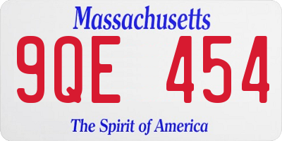 MA license plate 9QE454