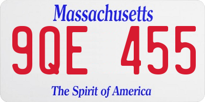 MA license plate 9QE455