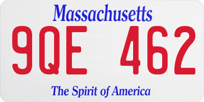 MA license plate 9QE462
