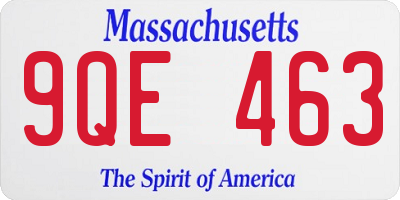 MA license plate 9QE463