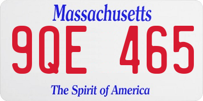 MA license plate 9QE465