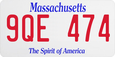 MA license plate 9QE474
