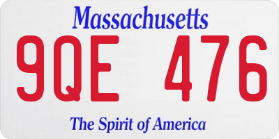 MA license plate 9QE476