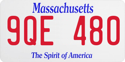 MA license plate 9QE480