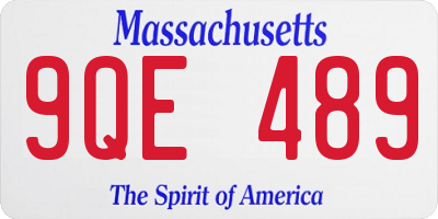 MA license plate 9QE489