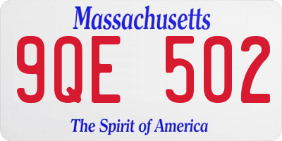 MA license plate 9QE502