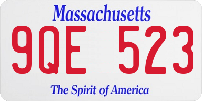 MA license plate 9QE523