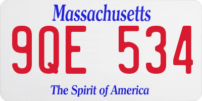 MA license plate 9QE534