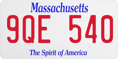 MA license plate 9QE540
