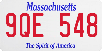 MA license plate 9QE548