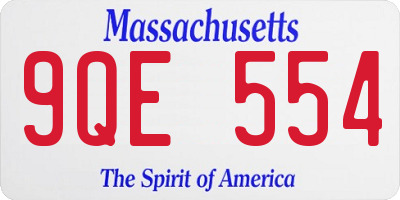 MA license plate 9QE554