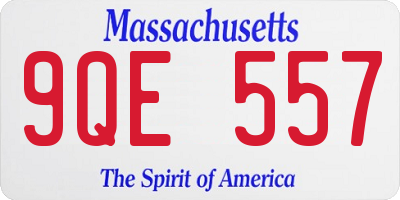 MA license plate 9QE557