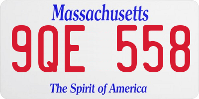 MA license plate 9QE558