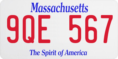 MA license plate 9QE567