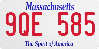 MA license plate 9QE585