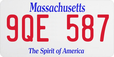 MA license plate 9QE587