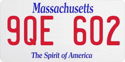 MA license plate 9QE602