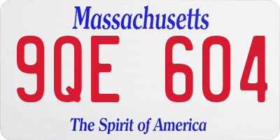 MA license plate 9QE604