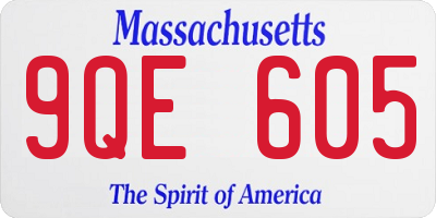 MA license plate 9QE605