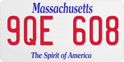 MA license plate 9QE608
