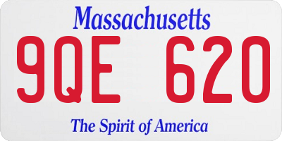 MA license plate 9QE620
