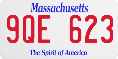MA license plate 9QE623
