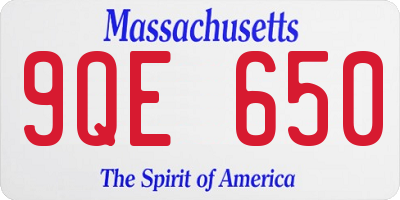 MA license plate 9QE650