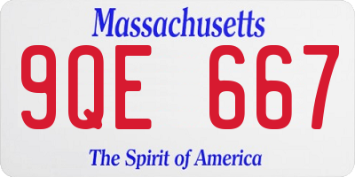 MA license plate 9QE667