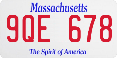 MA license plate 9QE678