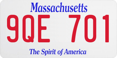 MA license plate 9QE701