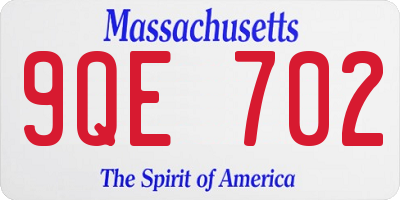 MA license plate 9QE702