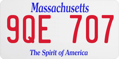 MA license plate 9QE707