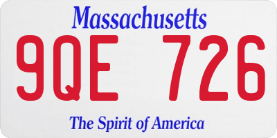 MA license plate 9QE726