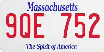 MA license plate 9QE752