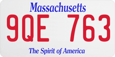 MA license plate 9QE763