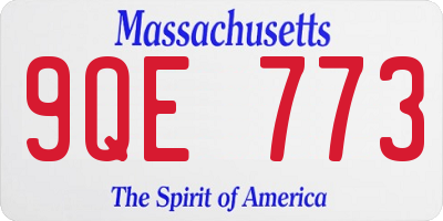 MA license plate 9QE773