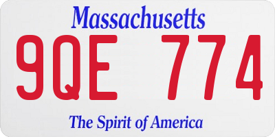 MA license plate 9QE774
