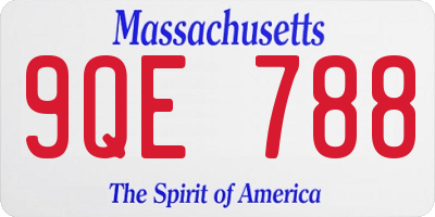 MA license plate 9QE788